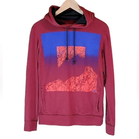 American Eagle Men's Extra Small Pullover Graphic Hoodie, Lightweight, Red Blue - Picture 2 of 4